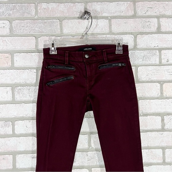 J Brand Zoey Triple Zip Skinny Jeans in Lava Burgundy Size 25 - Picture 5 of 12